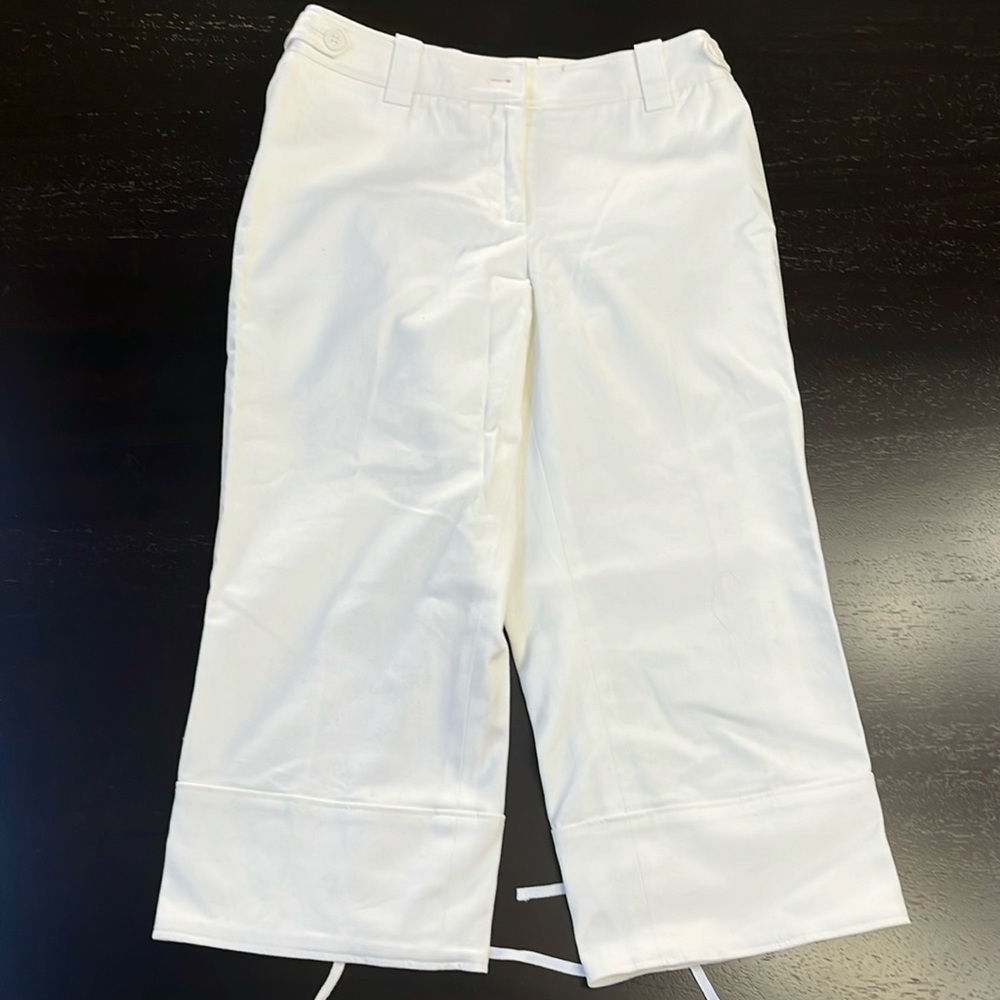 Loft White Cropped Julie Fit Pants, Size 4